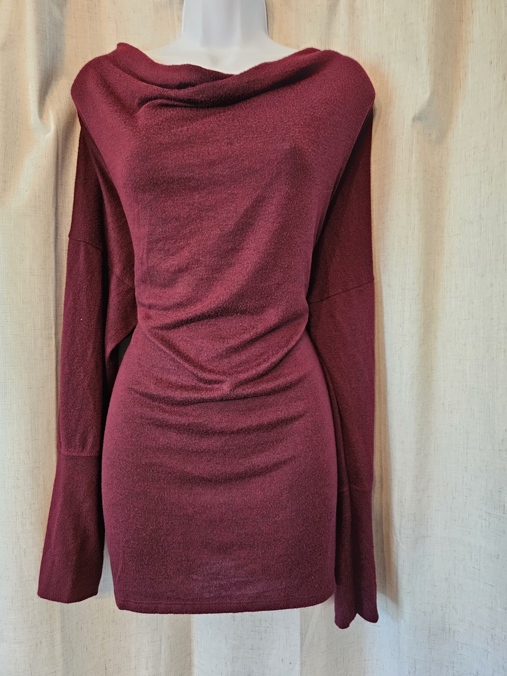 Maurices Burgundy Off-Shoulder Long Sleeve Tunic